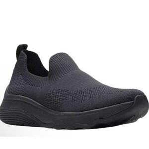 Clarks Cloudsteppers Circuit Path Womens Black Knit Slip On Sneakers US 5 M NEW
